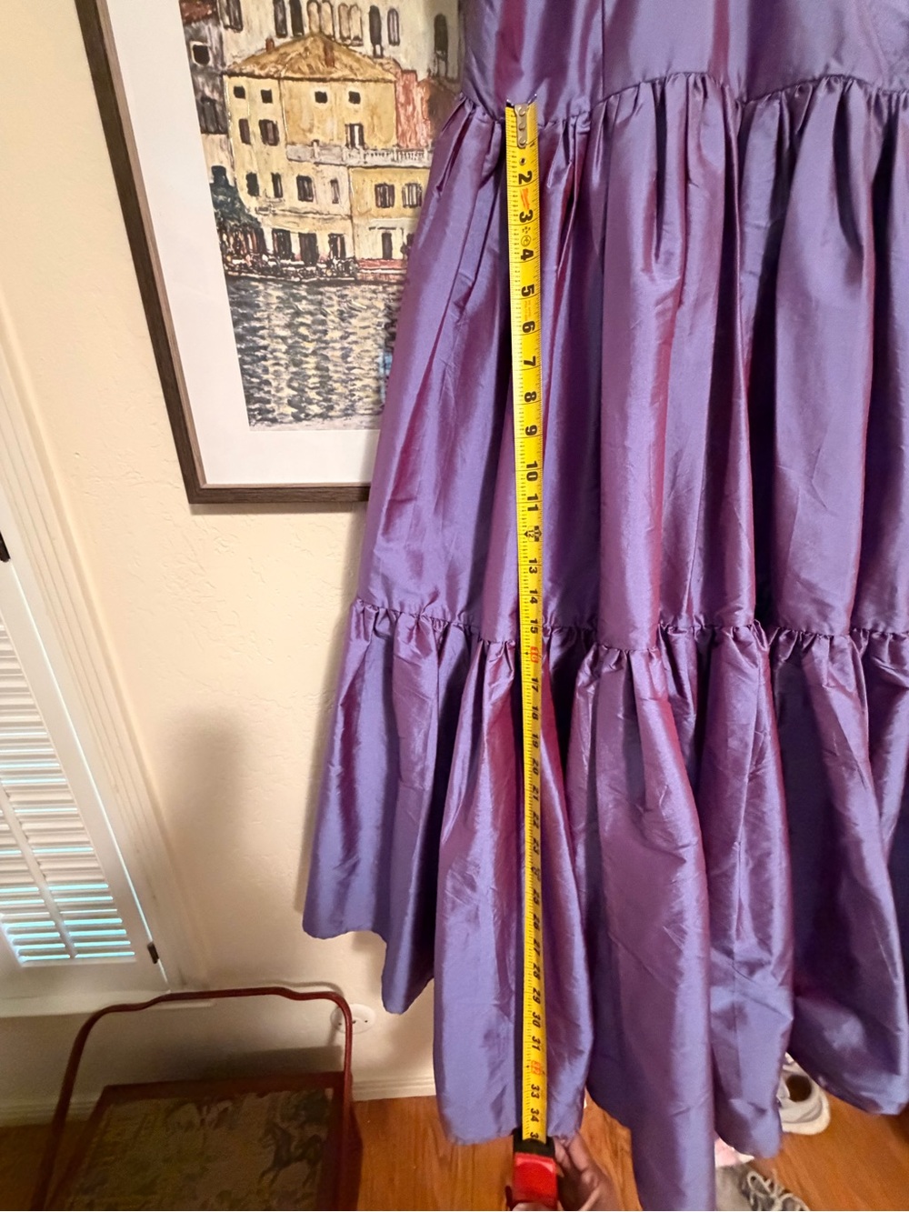 Anthropologie Purple Satin Tiered Party Dress - Picture 8 of 10